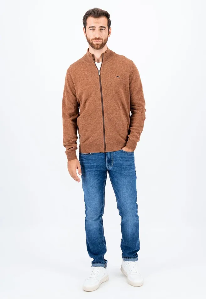 FYNCHHATTON Parting Jacket Made Of Wool With Knitting Patches Navyhazel Men Cardigan