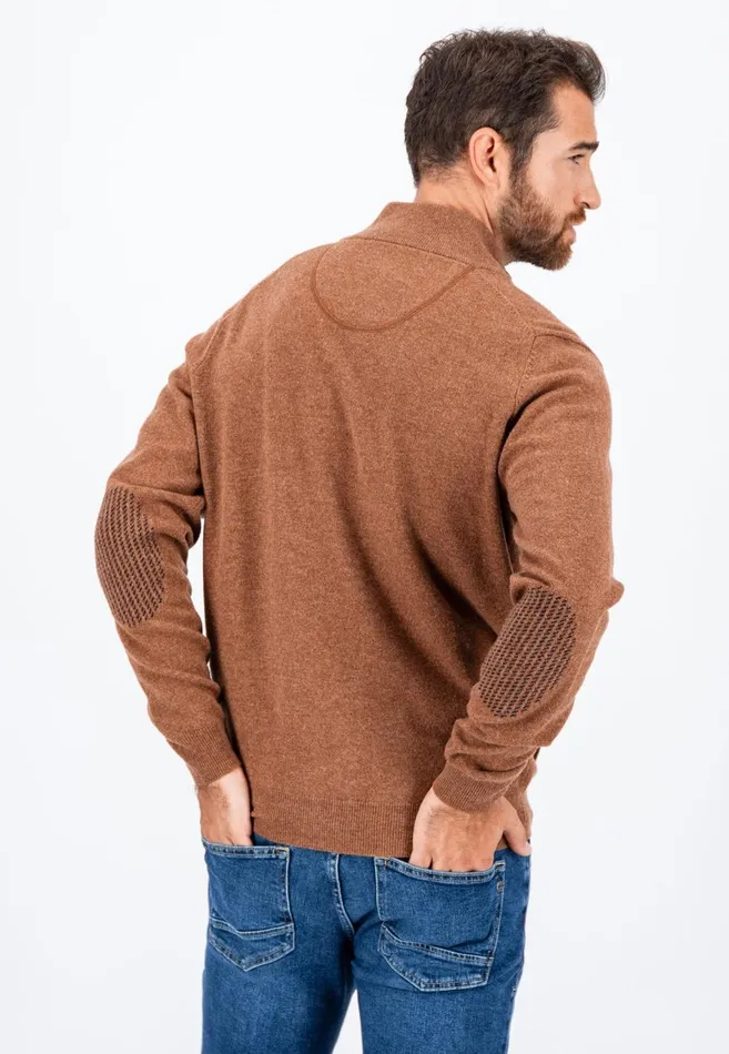 FYNCHHATTON Parting Jacket Made Of Wool With Knitting Patches Navyhazel Men Cardigan