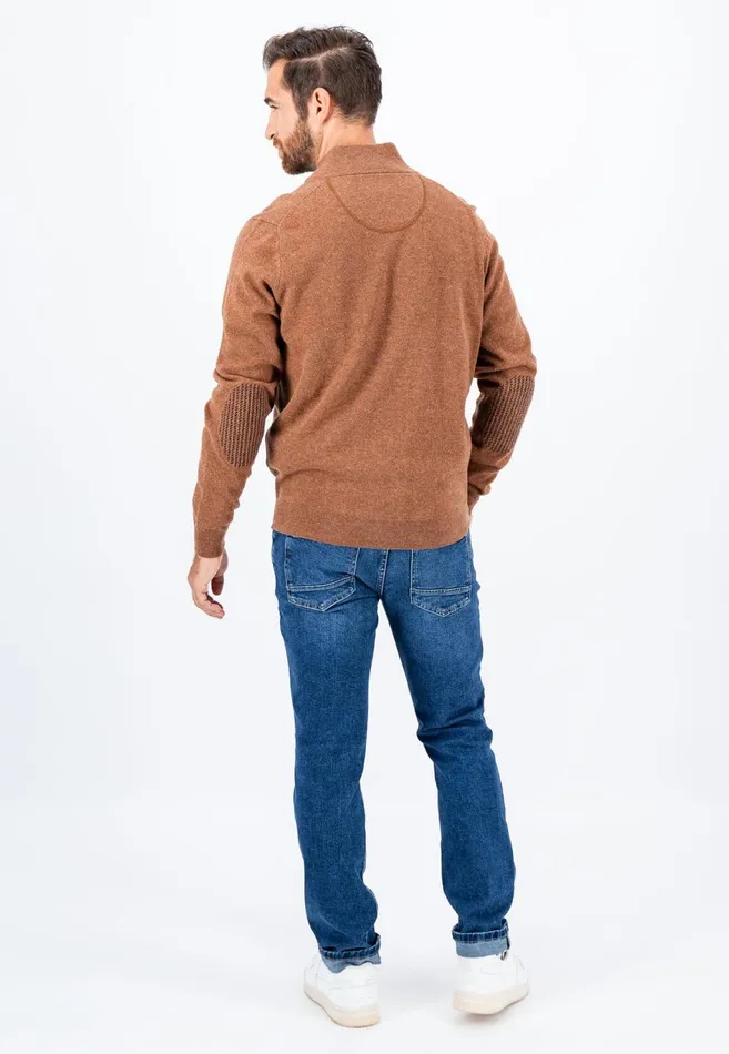 FYNCHHATTON Parting Jacket Made Of Wool With Knitting Patches Navyhazel Men Cardigan