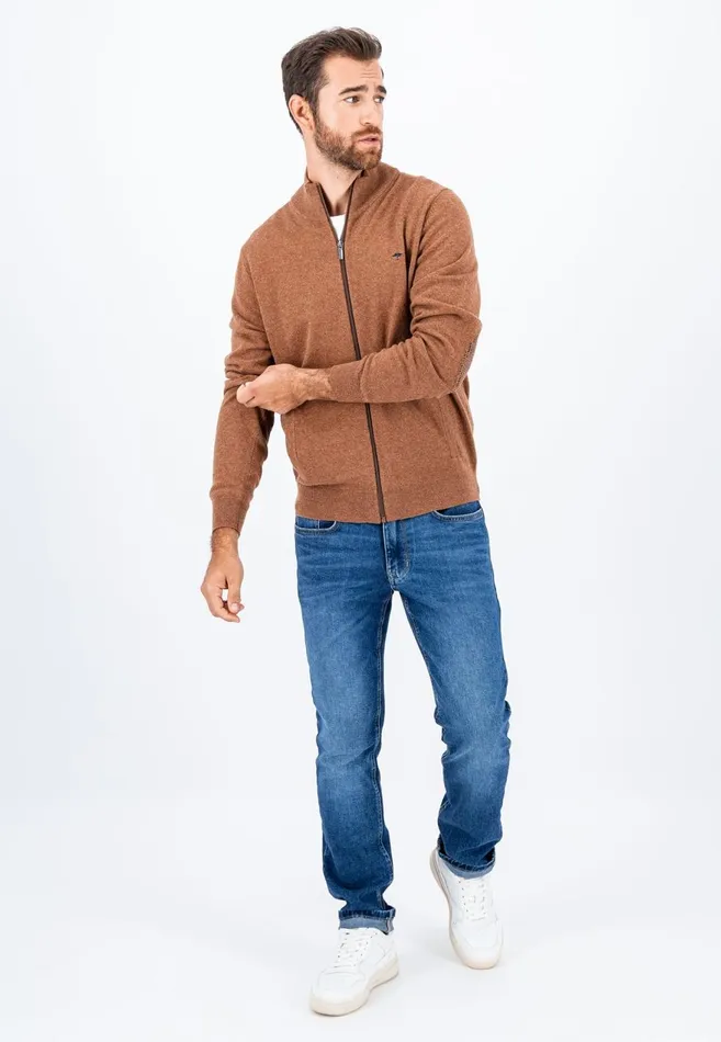 FYNCHHATTON Parting Jacket Made Of Wool With Knitting Patches Navyhazel Men Cardigan