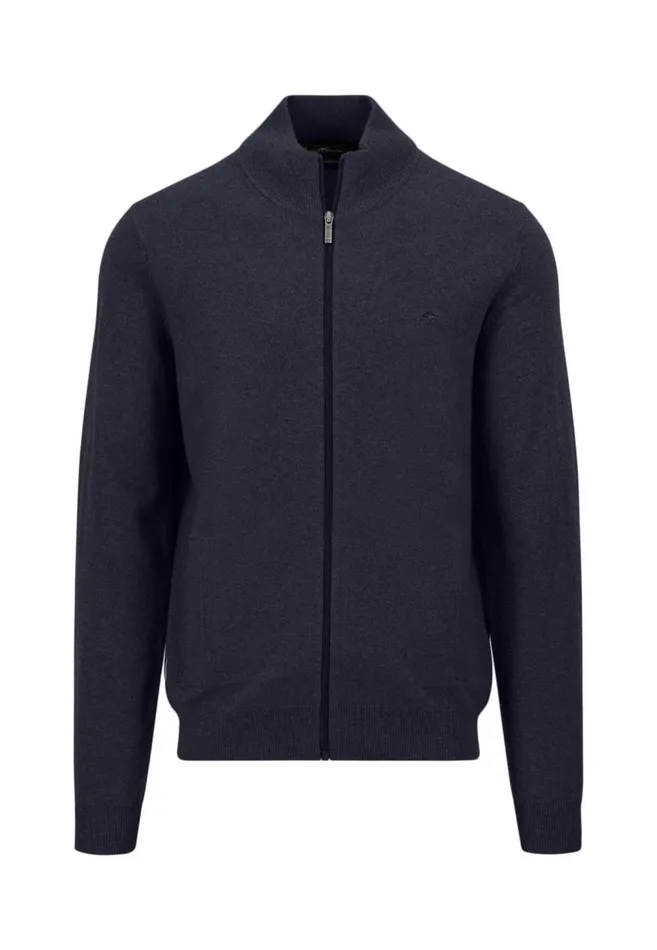 FYNCHHATTON Parting Jacket Made Of Wool With Knitting Patches Navyhazel Men Cardigan