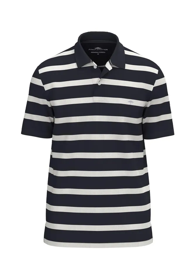 FYNCHHATTON Polo Shirt Made Of Cotton With Stripes Peenavyturf Green Men Polo Shirt