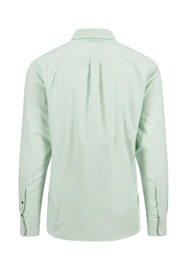 FYNCHHATTON Shirt In The Filigree Strip Look And Buttondown Collar Poppy Rednavyturf Green Men Shirts
