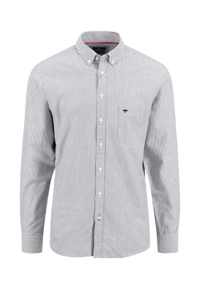 FYNCHHATTON Shirt In The Filigree Strip Look And Buttondown Collar Poppy Rednavyturf Green Men Shirts