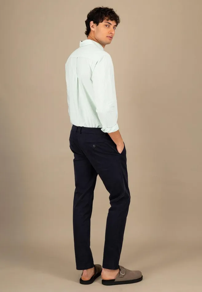 FYNCHHATTON Shirt In The Filigree Strip Look And Buttondown Collar Poppy Rednavyturf Green Men Shirts