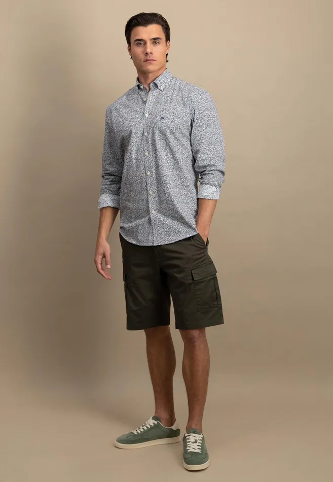 FYNCHHATTON Shirt With Buttondown Collar And Minimum Pattern Poppy Redpeeturf Green Men Shirts