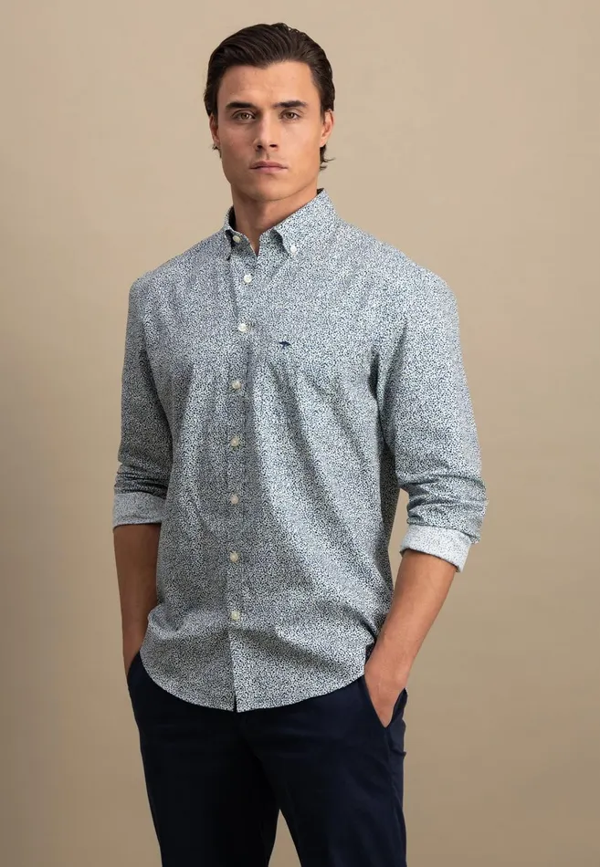 FYNCHHATTON Shirt With Buttondown Collar And Minimum Pattern Poppy Redpeeturf Green Men Shirts