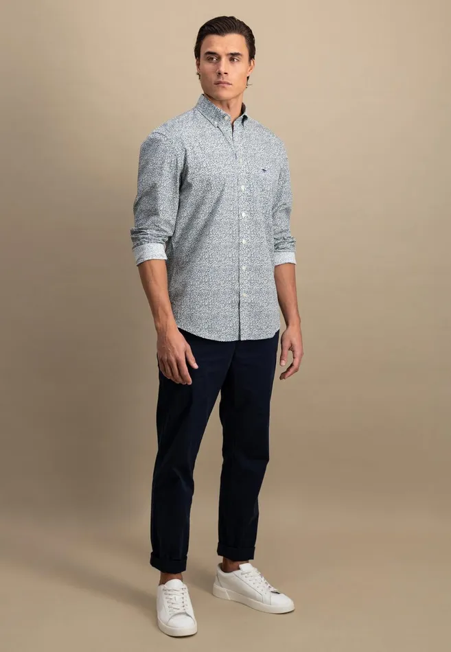 FYNCHHATTON Shirt With Buttondown Collar And Minimum Pattern Poppy Redpeeturf Green Men Shirts