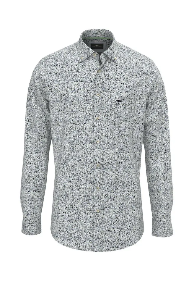FYNCHHATTON Shirt With Buttondown Collar And Minimum Pattern Poppy Redpeeturf Green Men Shirts