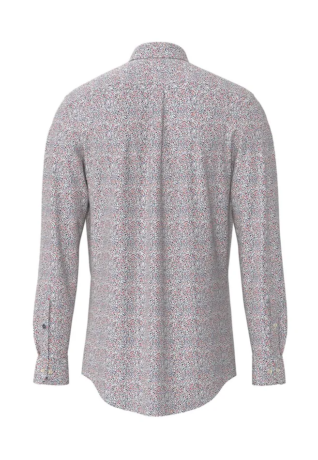 FYNCHHATTON Shirt With Buttondown Collar And Minimum Pattern Poppy Redpeeturf Green Men Shirts