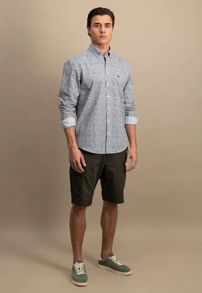 FYNCHHATTON Shirt With Buttondown Collar And Minimum Pattern Poppy Redpeeturf Green Men Shirts