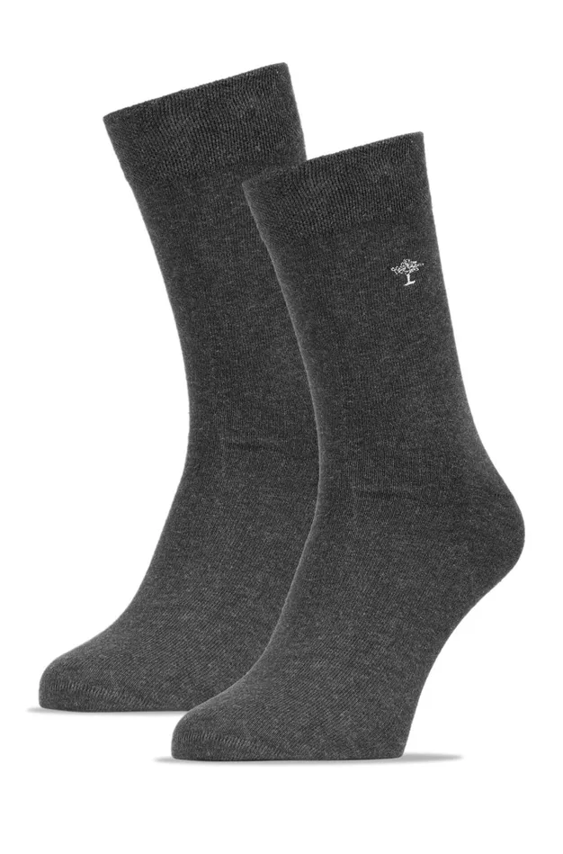 FYNCHHATTON Socks Double Pack With Logo Embroidery Anthranavyblack Men Accessories
