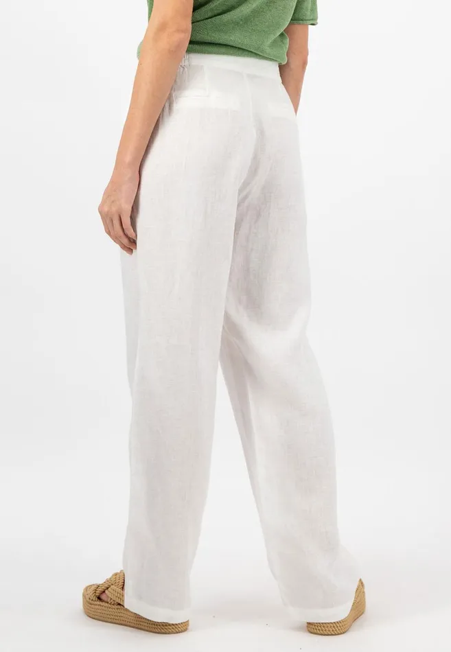 FYNCHHATTON Straight Cut Linen Trousers With Medium Collar Height Whiteblacktoffee Brown Women Pants FYNCHHATTON Straight Cut Linen Trousers With Medium Collar Height Whiteblacktoffee Brown Women Pants