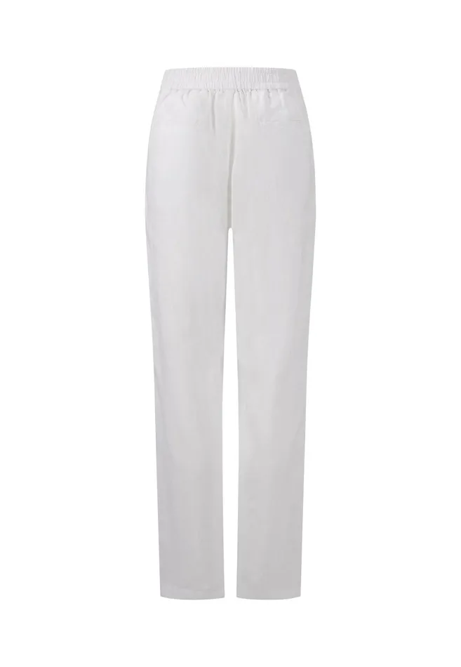 FYNCHHATTON Straight Cut Linen Trousers With Medium Collar Height Whiteblacktoffee Brown Women Pants FYNCHHATTON Straight Cut Linen Trousers With Medium Collar Height Whiteblacktoffee Brown Women Pants