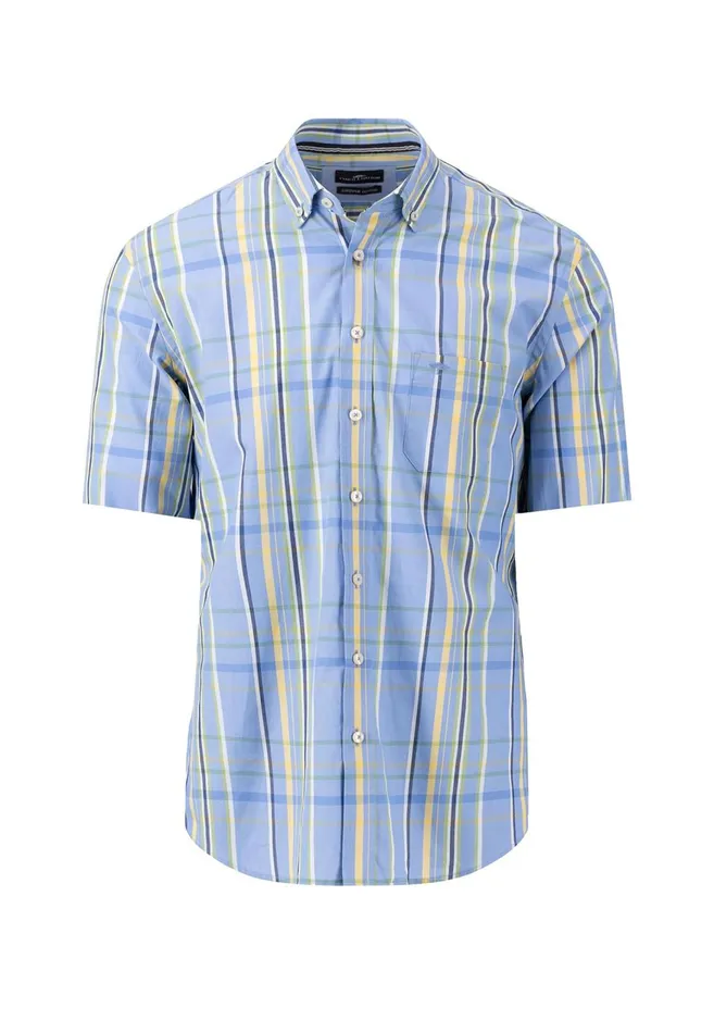 FYNCHHATTON Striped Halk Shirt With Buttondown Collar Leaf Greenpineapplecool Gray Men Shirts
