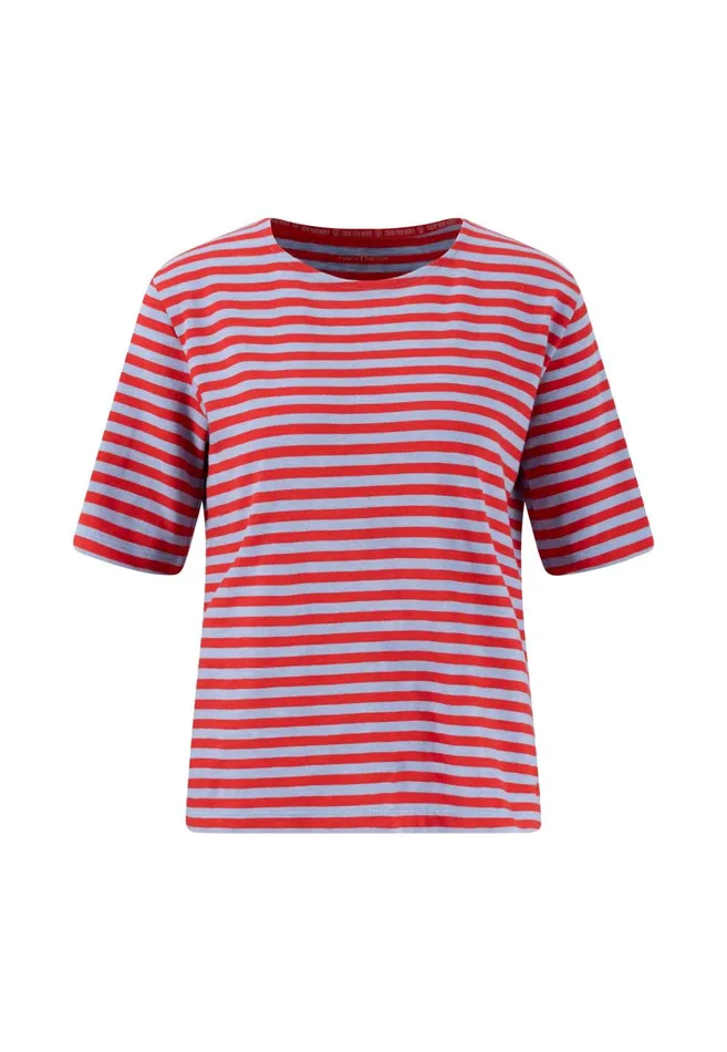 FYNCHHATTON Striped Stallion Shirt Made Of Cotton Sandsummer Redfresh Roselight Blue Women Tshirts