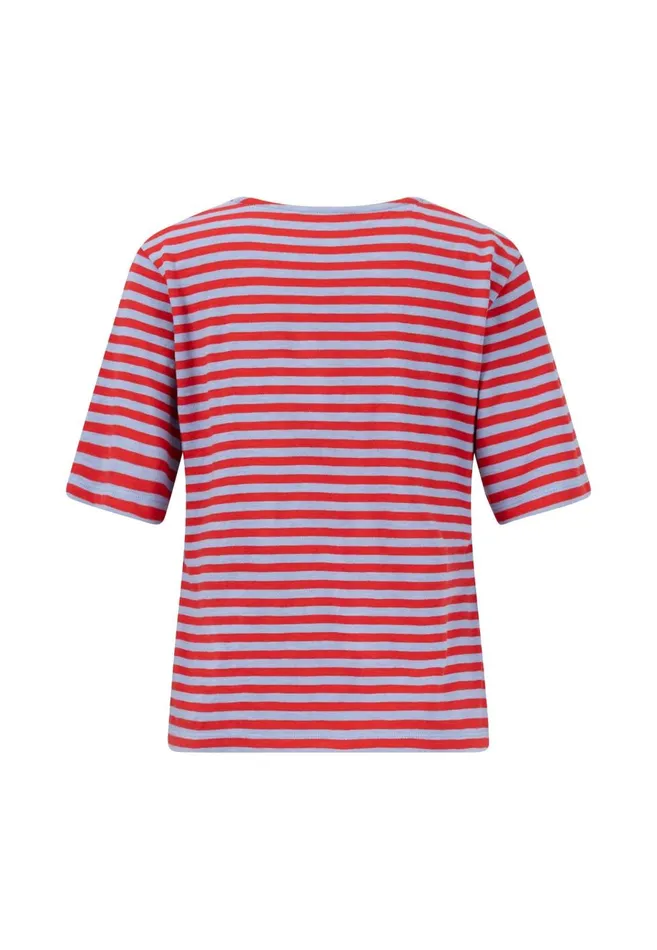 FYNCHHATTON Striped Stallion Shirt Made Of Cotton Sandsummer Redfresh Roselight Blue Women Tshirts