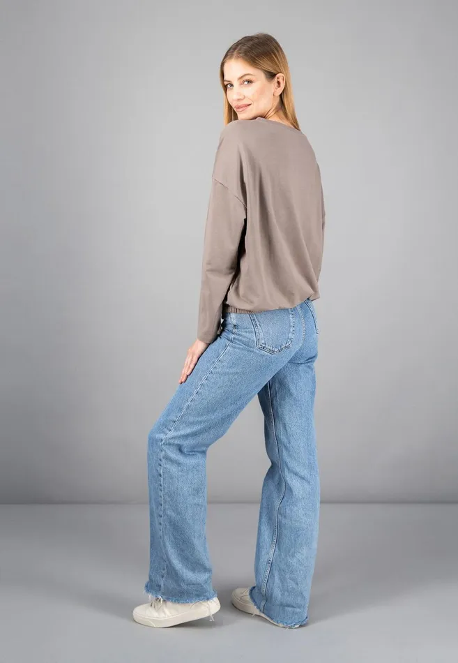 FYNCHHATTON Sweatshirt With A Gathered Hem Sky Bluetaupecoralmilk Women Sale