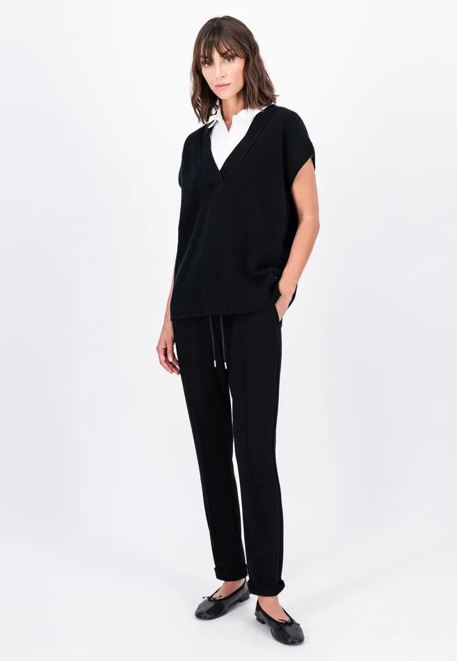 FYNCHHATTON Wool With Vneck Knitted Sweaters Black Women Sweater