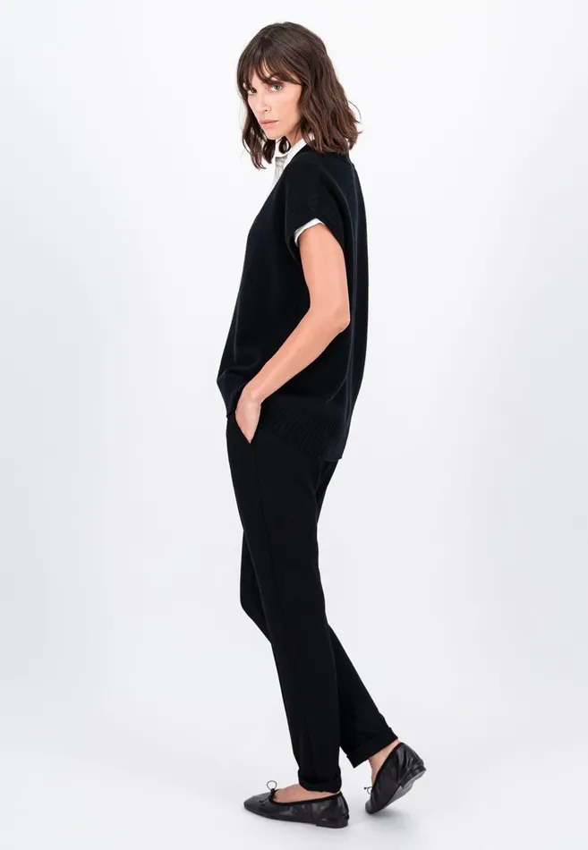 FYNCHHATTON Wool With Vneck Knitted Sweaters Black Women Sweater