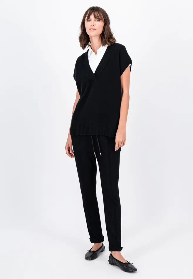 FYNCHHATTON Wool With Vneck Knitted Sweaters Black Women Sweater