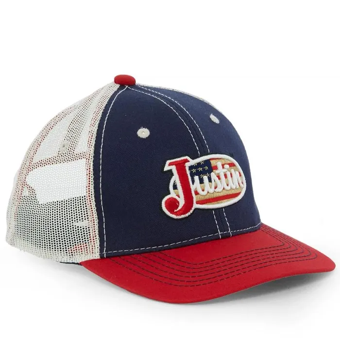 Hats and Caps WomenMen Justin Boots AllAmerican Patch Hat Navy Blue 040blue041