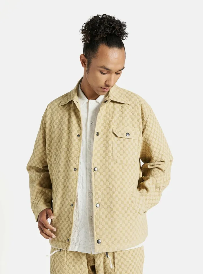 Head Coach Jacket In Camel Dot Waffle Men Universal Works Jackets