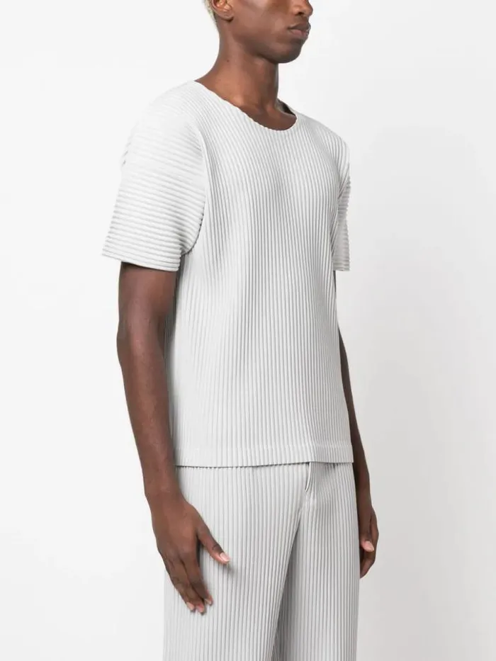 Henrik Vibskov Boutique AW23 Pleated Short Sleeve Shirt 8211 Light Gray Men Shirts