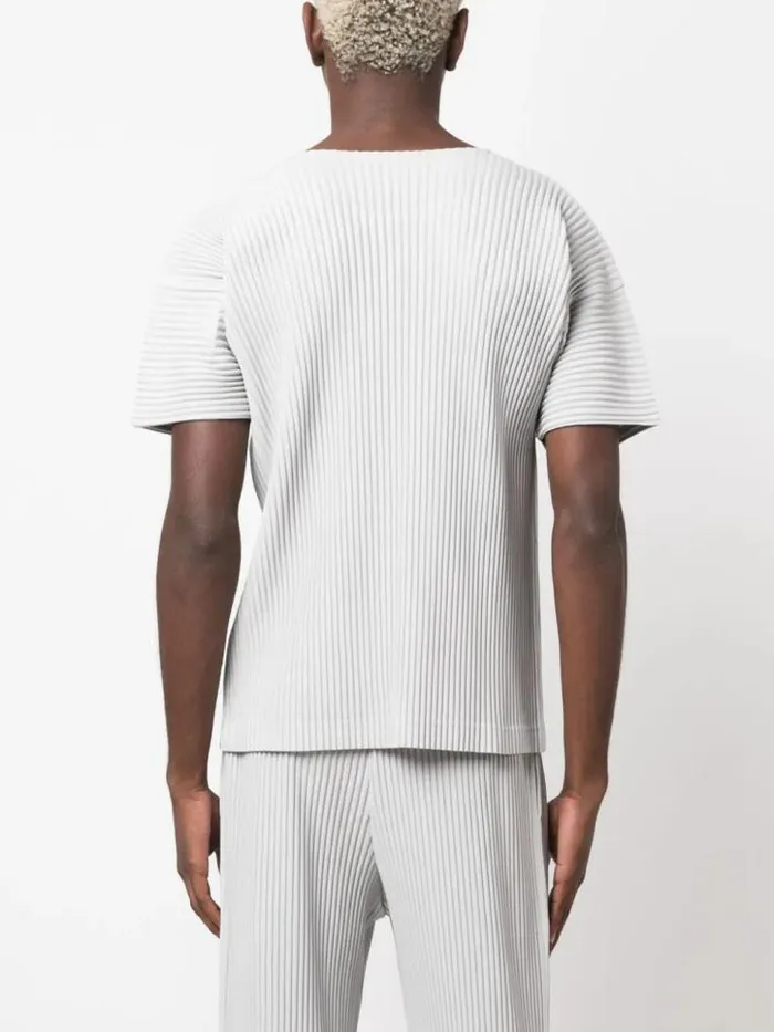 Henrik Vibskov Boutique AW23 Pleated Short Sleeve Shirt 8211 Light Gray Men Shirts