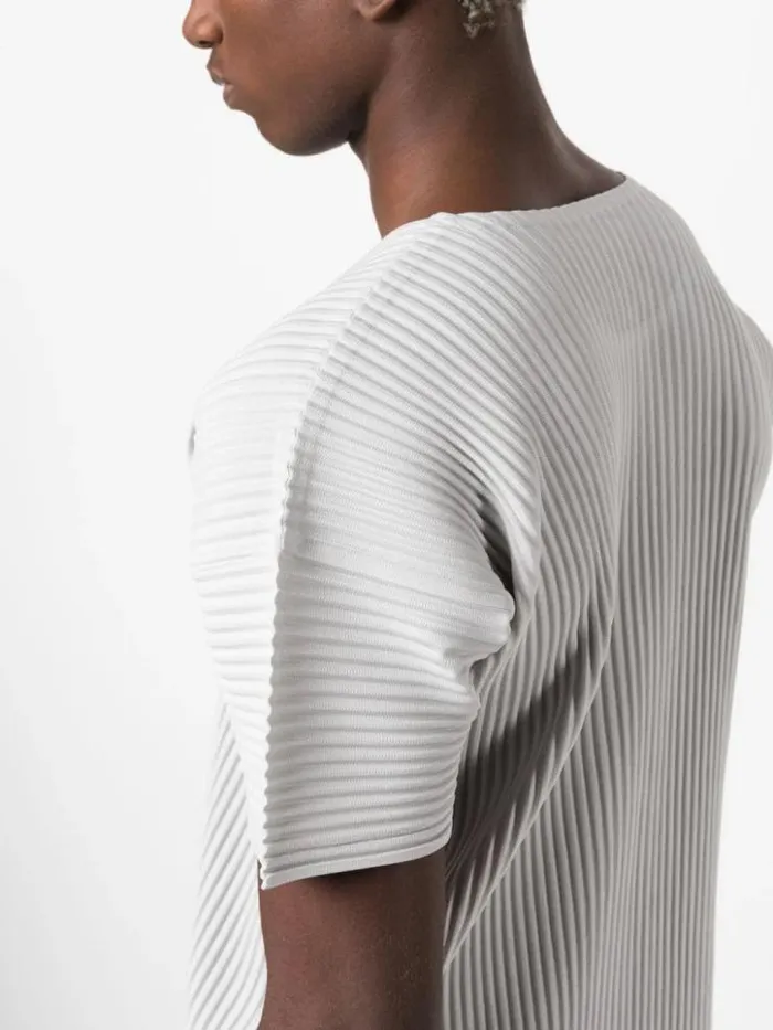 Henrik Vibskov Boutique AW23 Pleated Short Sleeve Shirt 8211 Light Gray Men Shirts