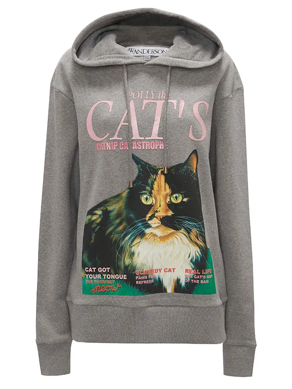 Henrik Vibskov Boutique Cat Print Hoodie 8211 Mid Grey Melange Men Hoodies and Sweatshirts Henrik Vibskov Boutique Cat Print Hoodie 8211 Mid Grey Melange Men Hoodies and Sweatshirts
