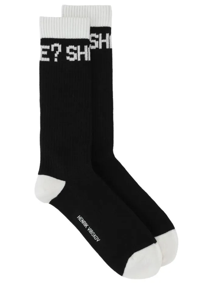 Henrik Vibskov Boutique Cypher Sport Socks Homme 8211 Black White Shall We Men Socks