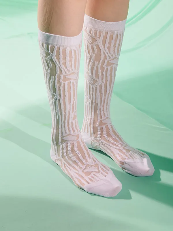 Henrik Vibskov Boutique Daffodils Transparent Socks Femme 8211 Off White Daffodils Women Socks