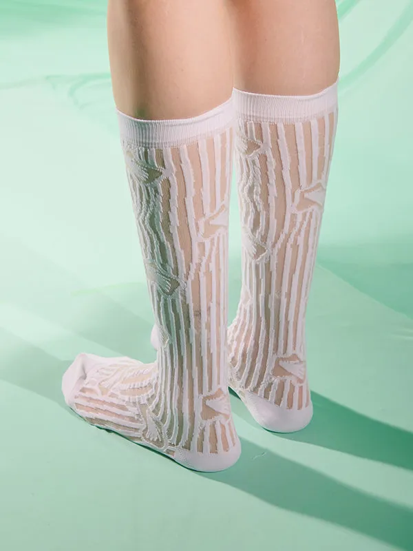 Henrik Vibskov Boutique Daffodils Transparent Socks Femme 8211 Off White Daffodils Women Socks