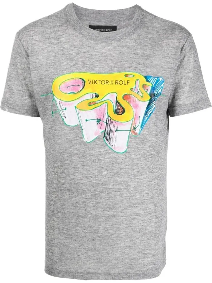 Henrik Vibskov Boutique Designer Sketch TShirt 8211 Grey Men Tops