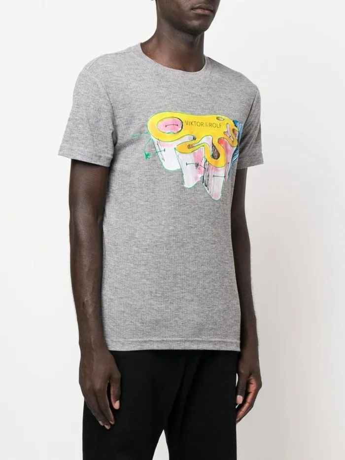 Henrik Vibskov Boutique Designer Sketch TShirt 8211 Grey Men Tops