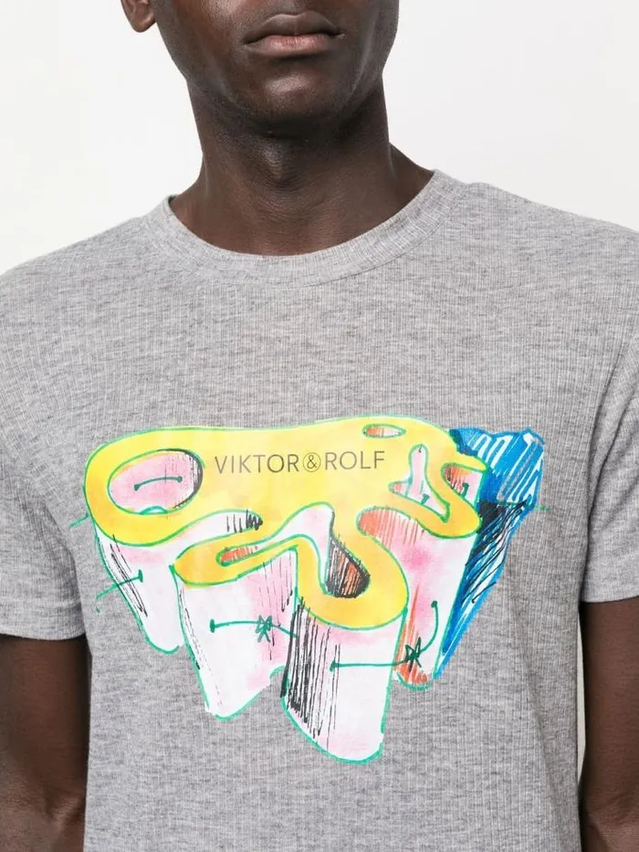 Henrik Vibskov Boutique Designer Sketch TShirt 8211 Grey Men Tops