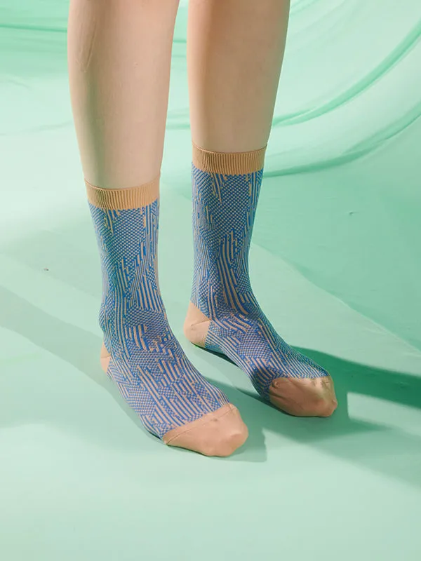 Henrik Vibskov Boutique Handsome Hands Socks Femme 8211 Beige Handsome Blue Women Socks