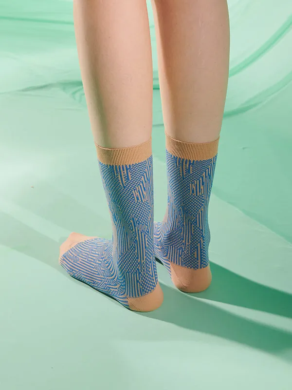 Henrik Vibskov Boutique Handsome Hands Socks Femme 8211 Beige Handsome Blue Women Socks