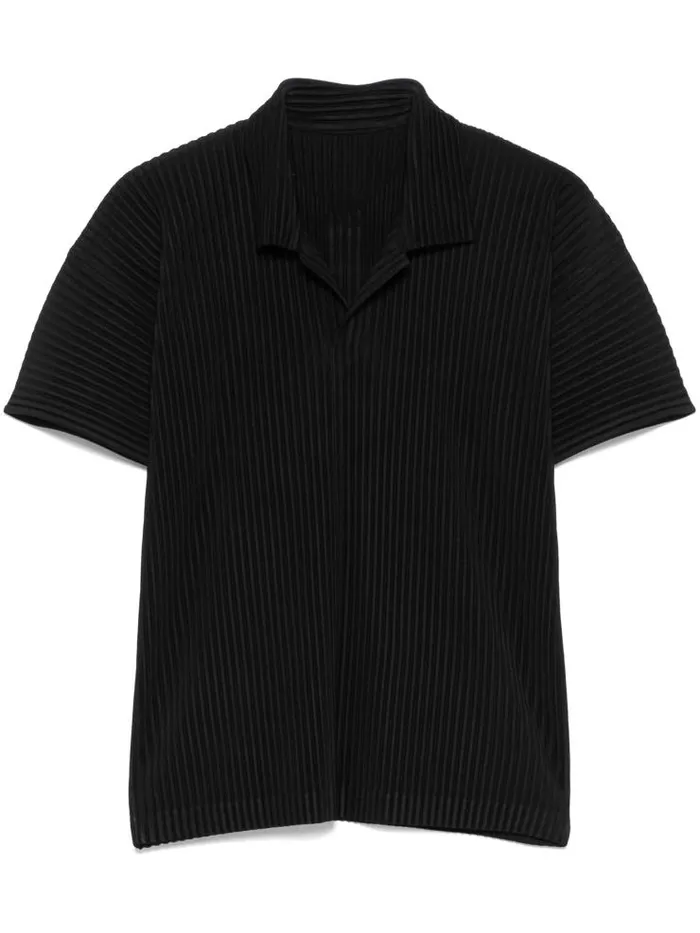 Henrik Vibskov Boutique SS25 Pleated Polo Shirt 8211 Black Men Tops