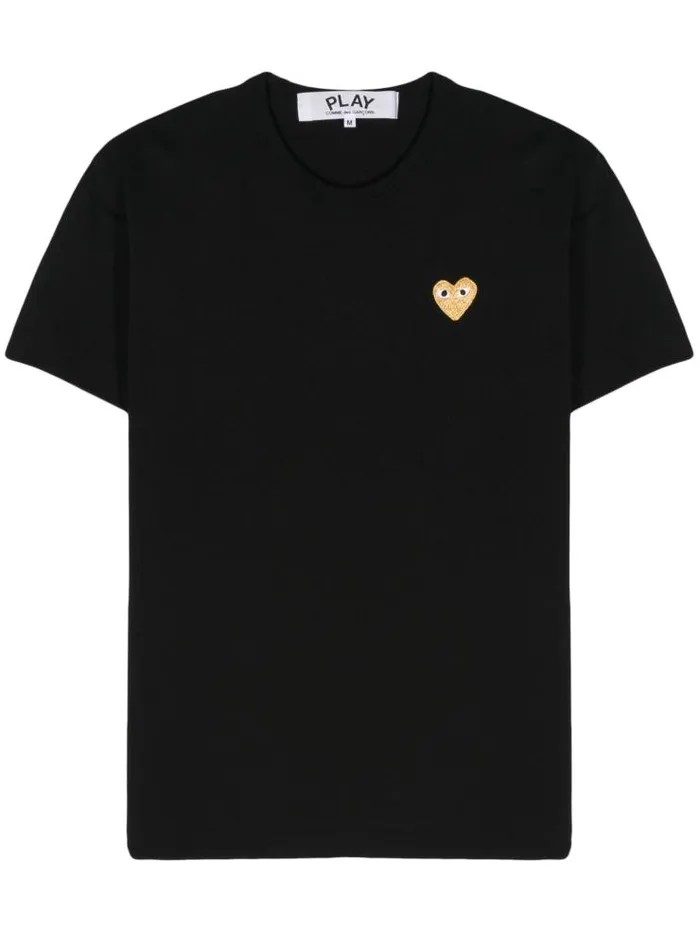 Henrik Vibskov Boutique Unisex Short Sleeve Gold Heart 8211 Black Men Tops