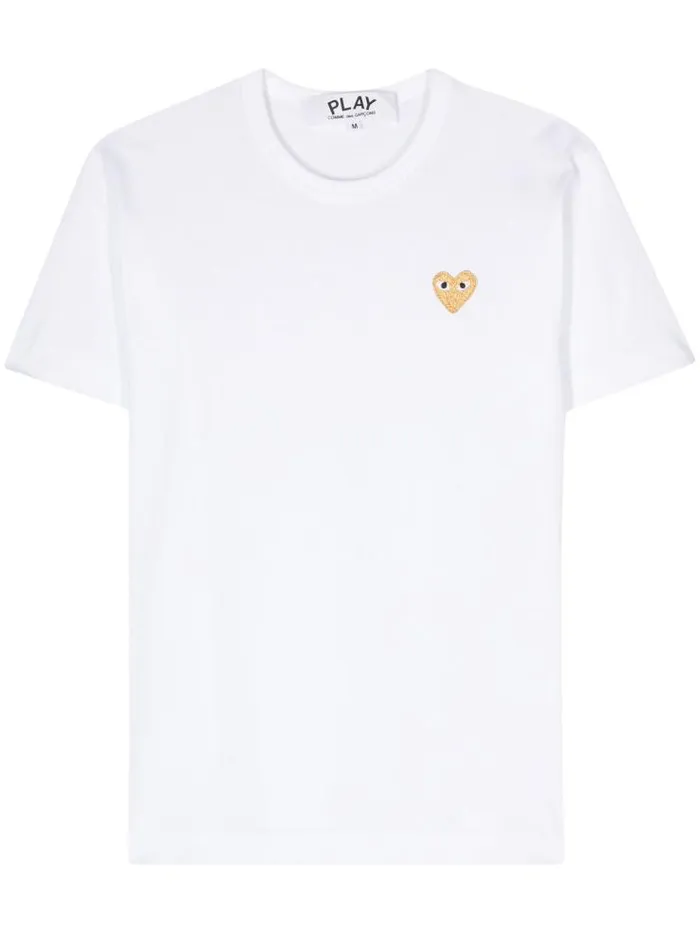 Henrik Vibskov Boutique Unisex Short Sleeve Gold Heart 8211 White Men Tops