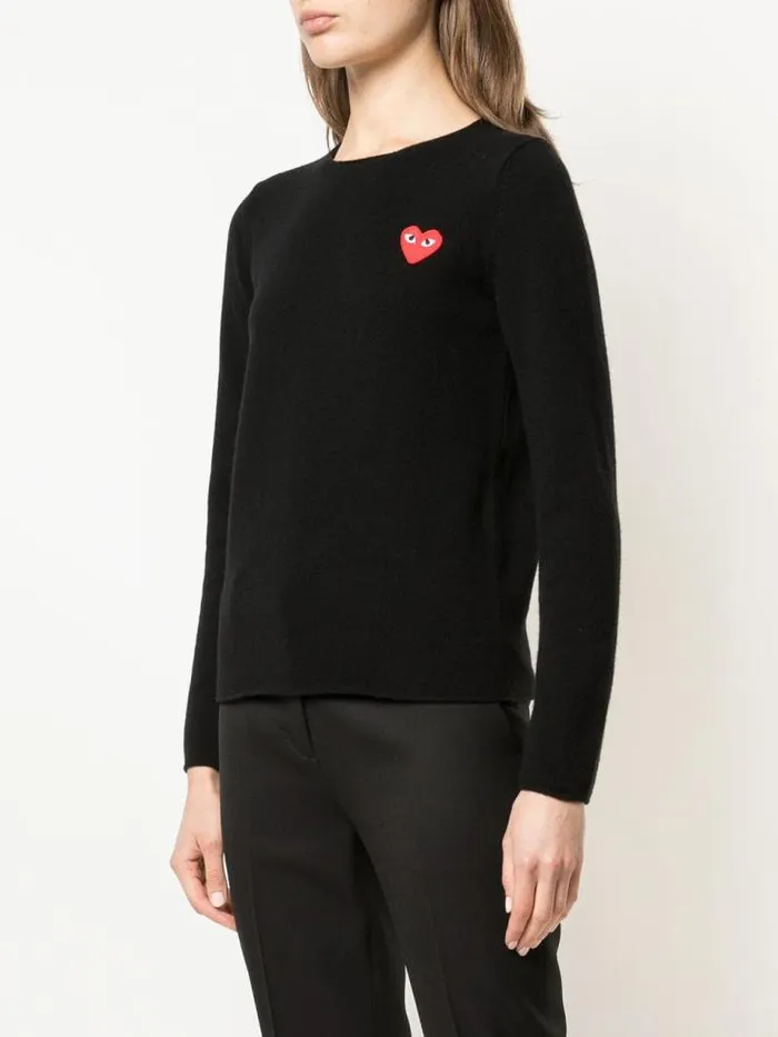 Henrik Vibskov Boutique Womens Crewneck Pullover Red Heart 8211 Black Women Knitwear