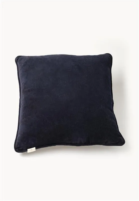 Home Accessories Living FYNCHHATTON Amani Velvet Pillow With Plain colored Piping Midnight Blue