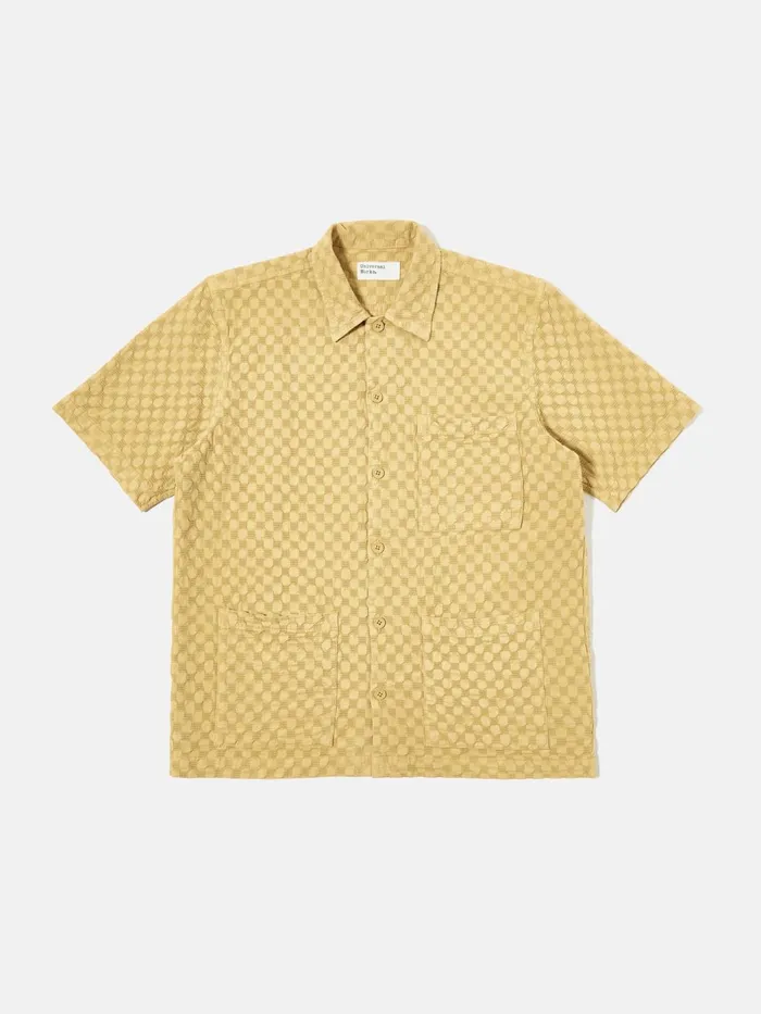 Island Shirt In Camel Dot Waffle Men Universal Works Shirts