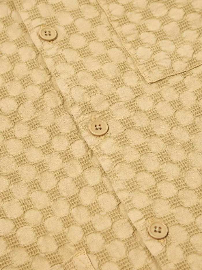 Island Shirt In Camel Dot Waffle Men Universal Works Shirts