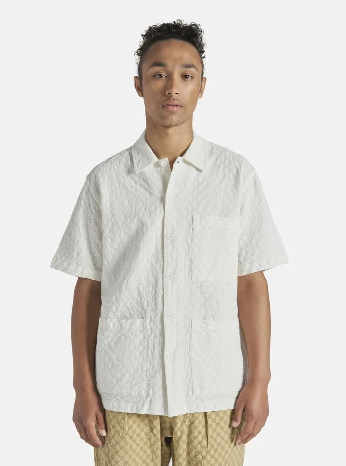 Island Shirt In Ecru Dot Waffle Men Universal Works Shirts