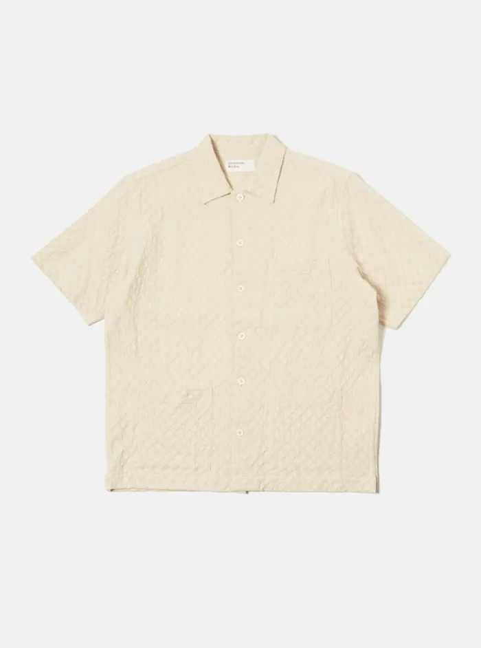 Island Shirt In Ecru Dot Waffle Men Universal Works Shirts