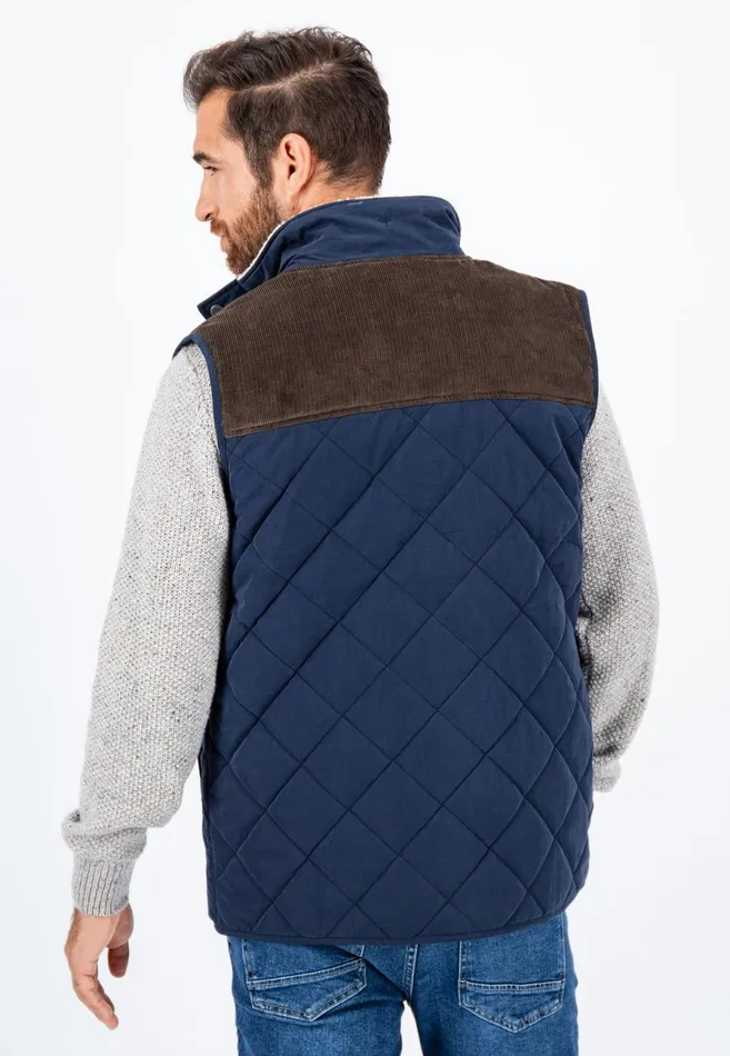 Jackets and Coats Men FYNCHHATTON Vest From Cotton Mix In TwoColor Dark Navy