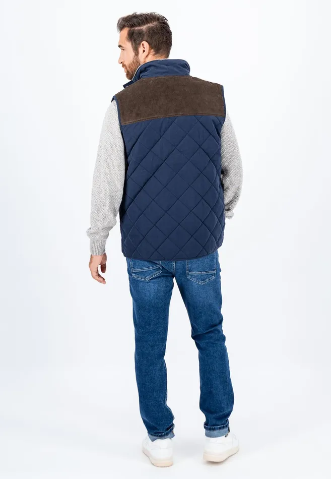 Jackets and Coats Men FYNCHHATTON Vest From Cotton Mix In TwoColor Dark Navy